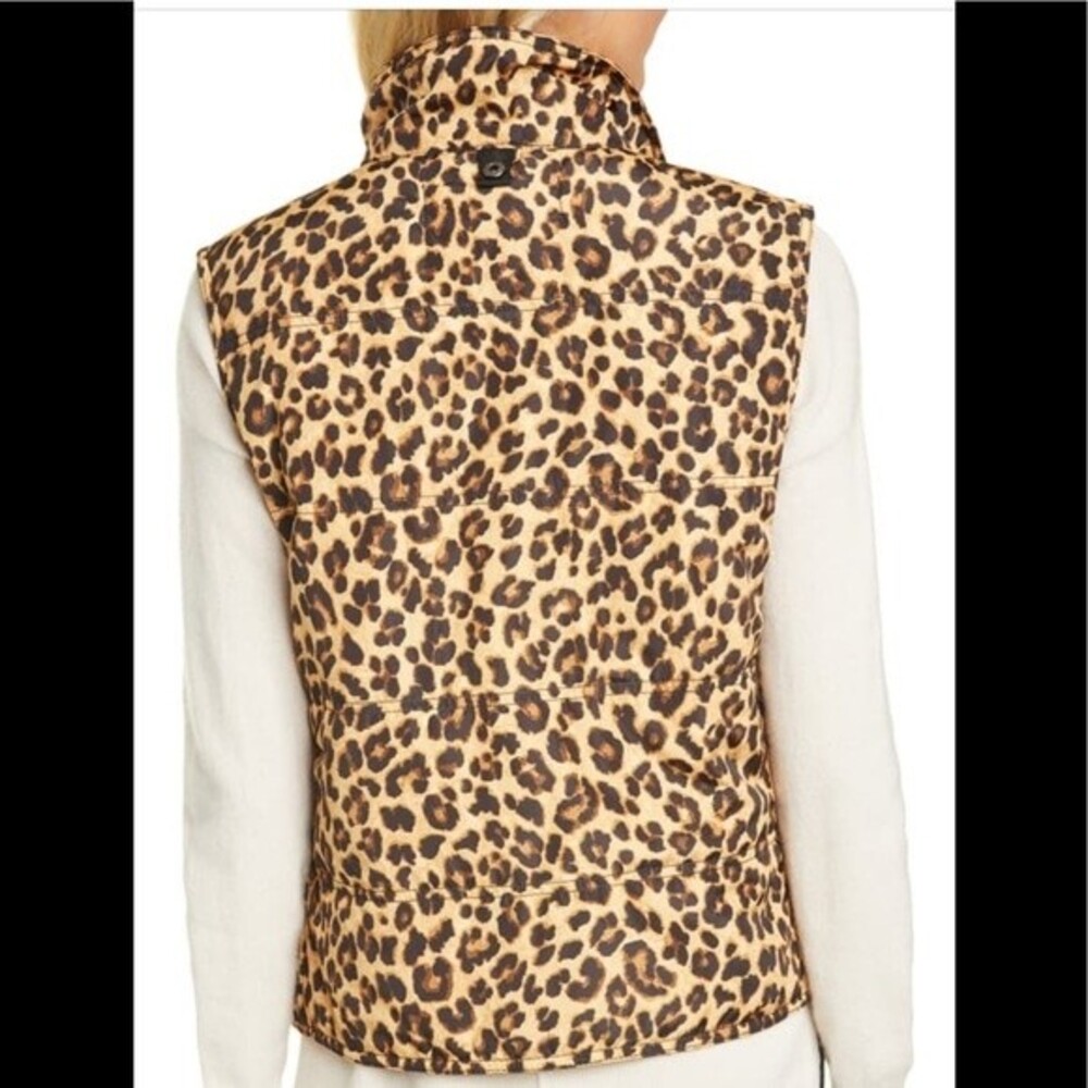 Veronica Beard Snap Front Puffer Vest Brown Leopard - Picture 7 of 10